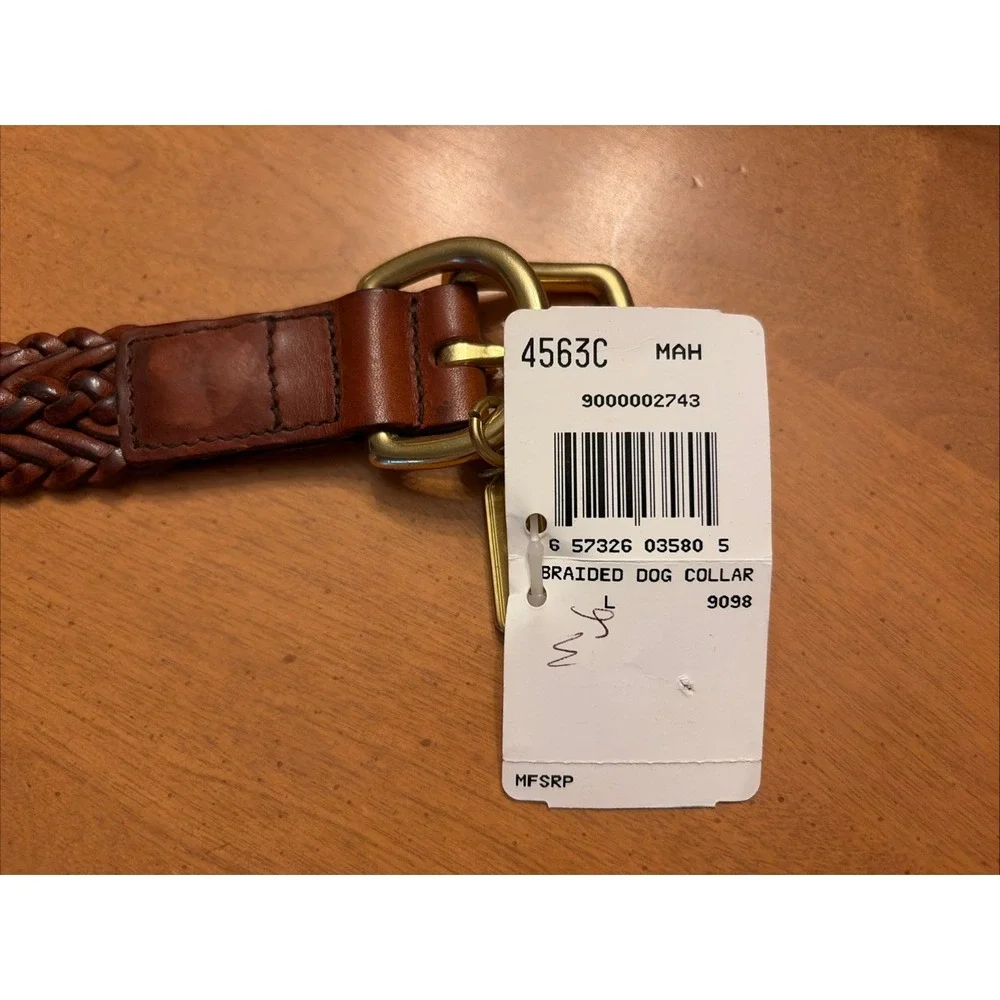 Vintage Coach Braided Leather Dog Collar Solid Brass Large 18